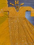 DESIGNER FAUX GEORGETTE BLOOMING SEQUENCE AND THREAD EMBROIDERED WORK GOWN BOTTOM WITH DUPATTA FESTIVE WEAR WHOLESALE PRICE ETHNIC GARMENT (15)