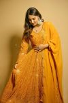 DESIGNER FAUX GEORGETTE BLOOMING SEQUENCE AND THREAD EMBROIDERED WORK GOWN BOTTOM WITH DUPATTA FESTIVE WEAR WHOLESALE PRICE ETHNIC GARMENT (15)