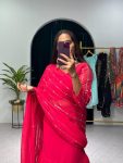 DESIGNER FAUX GEORGETTE EMBROIDERY AND REAL PEARL MOTI WORK LEHENGA SAREE WITH EMBROIDED DUPATTA AND FULL STITCHED BLOUSE WEDDING WEAR WHOLESALE PRICE ETHNIC GARMENT (16)