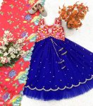 DESIGNER FAUX GEORGETTE EMBROIDERY SEQUENCE WORK KID’S FULL STITCHED LEHENGA BLOUSE WITH DUPATTA FESTIVE WEAR WHOLESALE PRICE ETHNIC GARMENT (3)