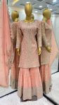 DESIGNER FAUX GEORGETTE EMBROIDERY SEQUENCE WORK TOP SHARARA WITH DUPATTA FESTIVE WEAR WHOLESALE PRICE ETHNIC GARMENT (5)