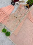 DESIGNER FAUX GEORGETTE EMBROIDERY SEQUENCE WORK TOP SHARARA WITH DUPATTA FESTIVE WEAR WHOLESALE PRICE ETHNIC GARMENT (5)