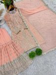 DESIGNER FAUX GEORGETTE EMBROIDERY SEQUENCE WORK TOP SHARARA WITH DUPATTA FESTIVE WEAR WHOLESALE PRICE ETHNIC GARMENT (5)