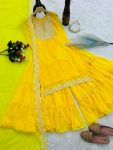 DESIGNER FAUX GEORGETTE EMBROIDERY SEQUENCE WORK TOP SHARARA WITH DUPATTA FESTIVE WEAR WHOLESALE PRICE ETHNIC GARMENT (7)