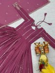 DESIGNER FAUX GEORGETTE SEQUENCE EMBROIDERY WORK GOWN WITH DUPATTA FESTIVE WEAR WHOLESALE PRICE ETHNIC GARMENT (4)