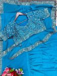 DESIGNER GEORGETTE AND 3 LAYER RUFFULE EMBROIDERY SEQUENCE WORK LEHENGA SAREE WITH STITCHED BLOUSE PARTY WEAR WHOLESALE PRICE ETHNIC GARMENT (3)