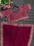DESIGNER GEORGETTE AND 3 LAYER RUFFULE EMBROIDERY SEQUENCE WORK LEHENGA SAREE WITH STITCHED BLOUSE PARTY WEAR WHOLESALE PRICE ETHNIC GARMENT (5)