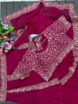 DESIGNER GEORGETTE AND 3 LAYER RUFFULE EMBROIDERY SEQUENCE WORK LEHENGA SAREE WITH STITCHED BLOUSE PARTY WEAR WHOLESALE PRICE ETHNIC GARMENT (5)