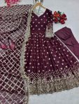 DESIGNER GEORGETTE EMBRODIERY SEQUENCE WORK GOWN BOTTOM WITH DUPATTA PARTY WEAR WHOLESALE PRICE ETHNIC GARMENT (6)