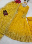 DESIGNER GEORGETTE EMBRODIERY SEQUENCE WORK GOWN BOTTOM WITH DUPATTA PARTY WEAR WHOLESALE PRICE ETHNIC GARMENT (1)