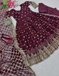 DESIGNER GEORGETTE EMBRODIERY SEQUENCE WORK GOWN BOTTOM WITH DUPATTA PARTY WEAR WHOLESALE PRICE ETHNIC GARMENT (6)