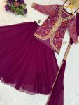 DESIGNER GEORGETTE EMBROIDERY AND PRINTED LEHENGA KOTI WITH DUPATTA WEDDING WEAR WHOLESALE PRICE ETHNIC GARMENT (5)
