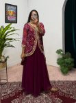 DESIGNER GEORGETTE EMBROIDERY AND PRINTED LEHENGA KOTI WITH DUPATTA WEDDING WEAR WHOLESALE PRICE ETHNIC GARMENT (5)