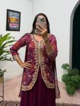DESIGNER GEORGETTE EMBROIDERY AND PRINTED LEHENGA KOTI WITH DUPATTA WEDDING WEAR WHOLESALE PRICE ETHNIC GARMENT (5)