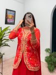 DESIGNER GEORGETTE EMBROIDERY AND PRINTED LEHENGA KOTI WITH DUPATTA WEDDING WEAR WHOLESALE PRICE ETHNIC GARMENT (11)