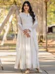 DESIGNER GEORGETTE EMBROIDERY AND TASSELS WORK GOWN BOTTOM WITH DUPATTA  WHITE