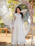 DESIGNER GEORGETTE EMBROIDERY AND TASSELS WORK GOWN BOTTOM WITH DUPATTA FESTIVE WEAR WHOLESALE PRICE ETHNIC GARMENT (5)