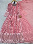 DESIGNER GEORGETTE EMBROIDERY SEQUENCE WORK GOWN WITH DUPATTA PARTY WEAR WHOLESALE PRICE ETHNIC GARMENT (3)