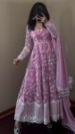 DESIGNER GEORGETTE EMBROIDERY SEQUENCE WORK GOWN WITH DUPATTA PARTY WEAR WHOLESALE PRICE ETHNIC GARMENT (3)