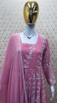DESIGNER GEORGETTE EMBROIDERY SEQUENCE WORK GOWN WITH DUPATTA PARTY WEAR WHOLESALE PRICE ETHNIC GARMENT (3)