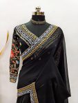 DESIGNER GEORGETTE EMBROIDERY SEQUENCE WORK LACE BORDER SAREE WITH STITCHED BLOUSE PARTY WEAR WHOLESALE PRICE ETHNIC GARMENT (2)