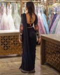 DESIGNER GEORGETTE EMBROIDERY SEQUENCE WORK LACE BORDER SAREE WITH STITCHED BLOUSE PARTY WEAR WHOLESALE PRICE ETHNIC GARMENT (2)