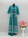 DESIGNER GEORGETTE EMBROIDERY SEQUENCE WORK LEHENGA CHOLI WITH KOTI PARTY WEAR WHOLESALE PRICE ETHNIC GARMENT (3)