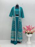 DESIGNER GEORGETTE EMBROIDERY SEQUENCE WORK LEHENGA CHOLI WITH KOTI PARTY WEAR WHOLESALE PRICE ETHNIC GARMENT (3)