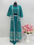 DESIGNER GEORGETTE EMBROIDERY SEQUENCE WORK LEHENGA CHOLI WITH KOTI PARTY WEAR WHOLESALE PRICE ETHNIC GARMENT (3)