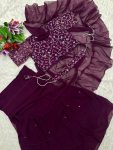 DESIGNER GEORGETTE EMBROIDERY SEQUENCE WORK LEHENGA SAREE STITCHED BLOUSE WITH WASIT BELT AND DUPATTA FESTIVE WEAR WHOLESALE PRICE ETHNIC GAREMENT (6)