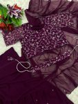 DESIGNER GEORGETTE EMBROIDERY SEQUENCE WORK LEHENGA SAREE STITCHED BLOUSE WITH WASIT BELT AND DUPATTA FESTIVE WEAR WHOLESALE PRICE ETHNIC GAREMENT (6)