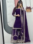 DESIGNER GEORGETTE EMBROIDERY SEQUENCE WORK TOP PALAZZO WITH DUPATTA FESTIVE WEAR WHOLESALE PRICE ETHNIC GARMENT (6)