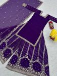 DESIGNER GEORGETTE EMBROIDERY SEQUENCE WORK TOP PALAZZO WITH DUPATTA FESTIVE WEAR WHOLESALE PRICE ETHNIC GARMENT (6)