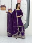 DESIGNER GEORGETTE EMBROIDERY SEQUENCE WORK TOP PALAZZO WITH DUPATTA FESTIVE WEAR WHOLESALE PRICE ETHNIC GARMENT (6)