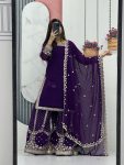 DESIGNER GEORGETTE EMBROIDERY SEQUENCE WORK TOP PALAZZO WITH DUPATTA FESTIVE WEAR WHOLESALE PRICE ETHNIC GARMENT (6)