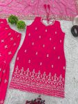DESIGNER GEORGETTE EMBROIDERY SEQUENCE WORK TOP SHARARA WITH DUPATTA PARTY WEAR WHOLESALE PRICE ETHNIC GARMENT (5)