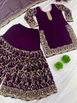DESIGNER GEORGETTE EMBROIDERY SEQUENCE WORK TOP SHARARA WITH DUPATTA PARTY WEAR WHOLESALE PRICE ETHNIC GARMENT (3)