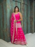 DESIGNER GEORGETTE EMBROIDERY SEQUENCE WORK TOP SHARARA WITH DUPATTA PARTY WEAR WHOLESALE PRICE ETHNIC GARMENT (5)