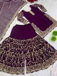 DESIGNER GEORGETTE EMBROIDERY SEQUENCE WORK TOP SHARARA WITH DUPATTA PARTY WEAR WHOLESALE PRICE ETHNIC GARMENT (3)