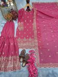 DESIGNER GEORGETTE EMBROIDERY SEUENCE WORK TOP SHARARA WITH DUPATTA PARTY WEAR WHOLESALE PRICE ETHNIC GARMENT (1)
