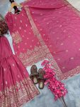 DESIGNER GEORGETTE EMBROIDERY SEUENCE WORK TOP SHARARA WITH DUPATTA PARTY WEAR WHOLESALE PRICE ETHNIC GARMENT (1)