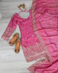 DESIGNER GEORGETTE EMBROIDERY SEUENCE WORK TOP SHARARA WITH DUPATTA PARTY WEAR WHOLESALE PRICE ETHNIC GARMENT (1)