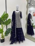 DESIGNER GEORGETTE EMBROIDERY WITH SEQUENCE WORK TOP PALAZZO WITH DUPATTA FESTIVE WEAR WHOLESALE PRICE ETHNIC GARMENT (3)
