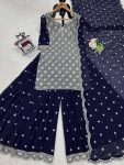 DESIGNER GEORGETTE EMBROIDERY WITH SEQUENCE WORK TOP PALAZZO WITH DUPATTA FESTIVE WEAR WHOLESALE PRICE ETHNIC GARMENT (3)