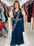 DESIGNER GEORGETTE EMBROIDERY WORK GOWN SAREE WITH ATTACHED DUPATTA AND WAIST BELT PARTY WEAR WHOLESALE PRICE ETHNIC GARMENT (4)