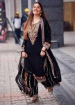 DESIGNER GEORGETTE EMBROIDERY WORK TOP SHARARA WITH DUPATTA PARTY WEAR WHOLESALE PRICE ETHNIC GARMENT (1)