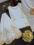DESIGNER GEORGETTE EMBROIDREY SEQUENCE WORK TOP PALAZZO WITH DUPATTA PARTY WEAR WHOLESALE PRICE ETHNIC GARMENT (3)