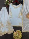 DESIGNER GEORGETTE EMBROIDREY SEQUENCE WORK TOP PALAZZO WITH DUPATTA PARTY WEAR WHOLESALE PRICE ETHNIC GARMENT (3)