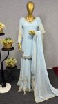 DESIGNER GEORGETTE EMBROIDREY SEQUENCE WORK TOP PALAZZO WITH DUPATTA PARTY WEAR WHOLESALE PRICE ETHNIC GARMENT (3)