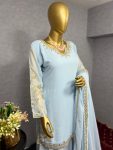 DESIGNER GEORGETTE EMBROIDREY SEQUENCE WORK TOP PALAZZO WITH DUPATTA PARTY WEAR WHOLESALE PRICE ETHNIC GARMENT (3)